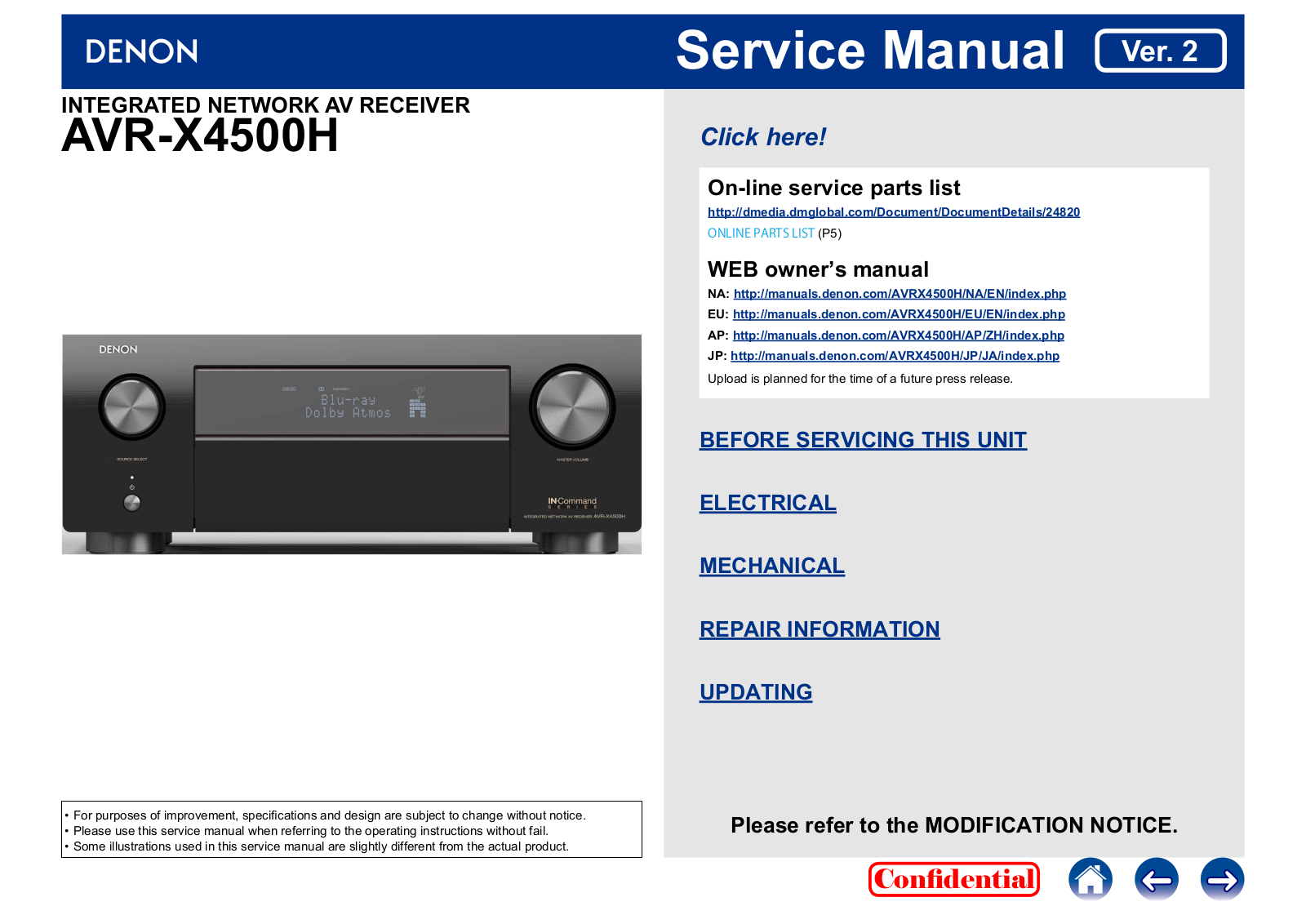 Denon AVR-X4500H Service manual