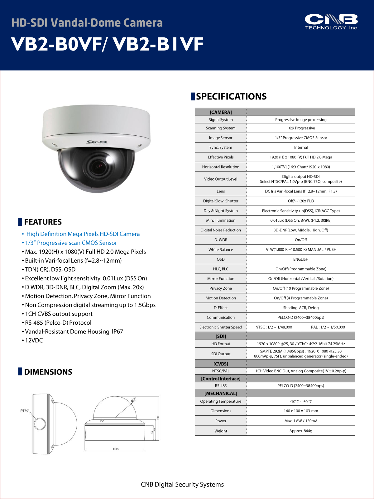 CNB VB2-B0VF Specsheet