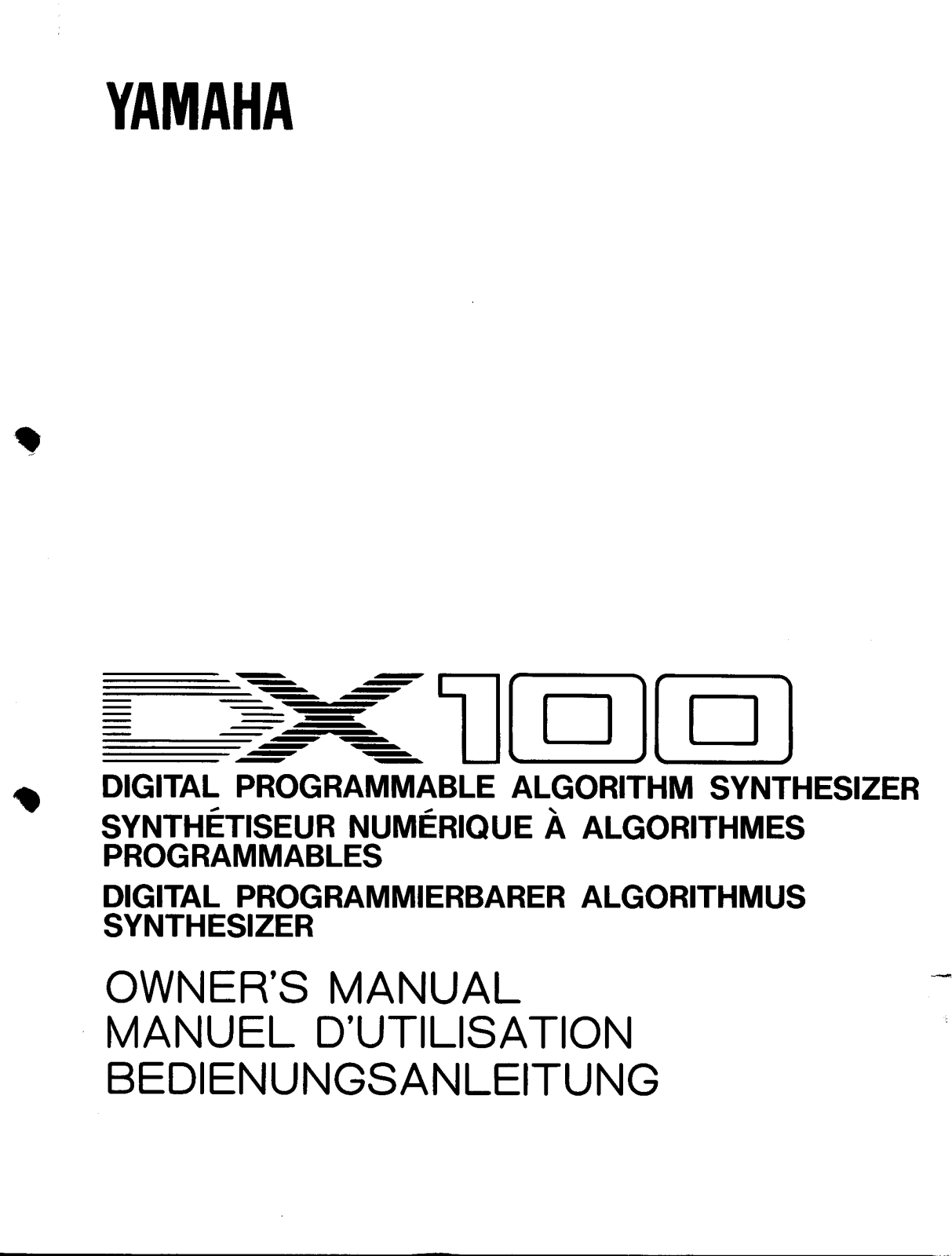 Yamaha DX100E User Manual