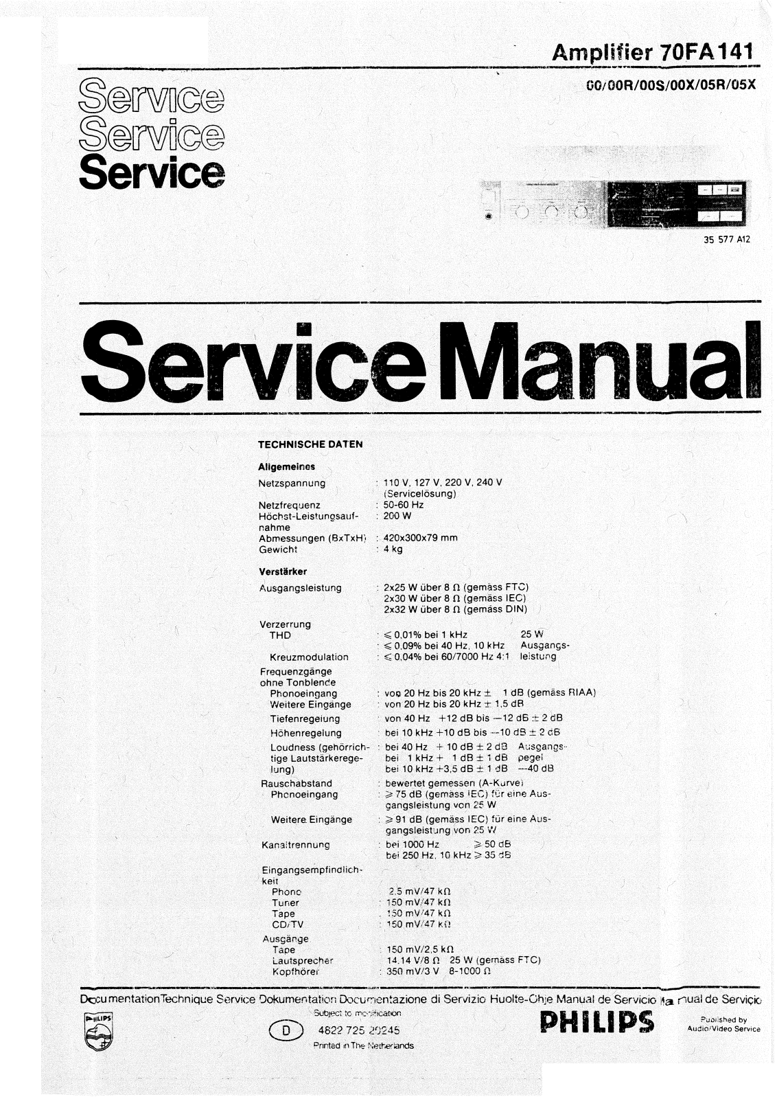Philips FA-141 Service manual