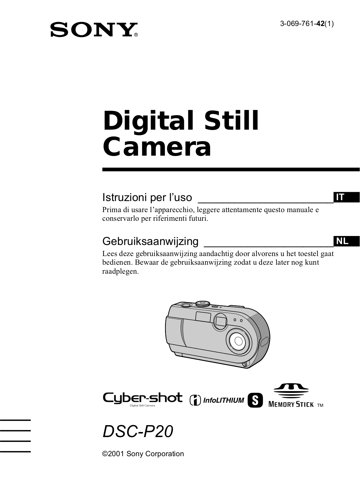 Sony CYBER-SHOT DSC-P20 User Manual