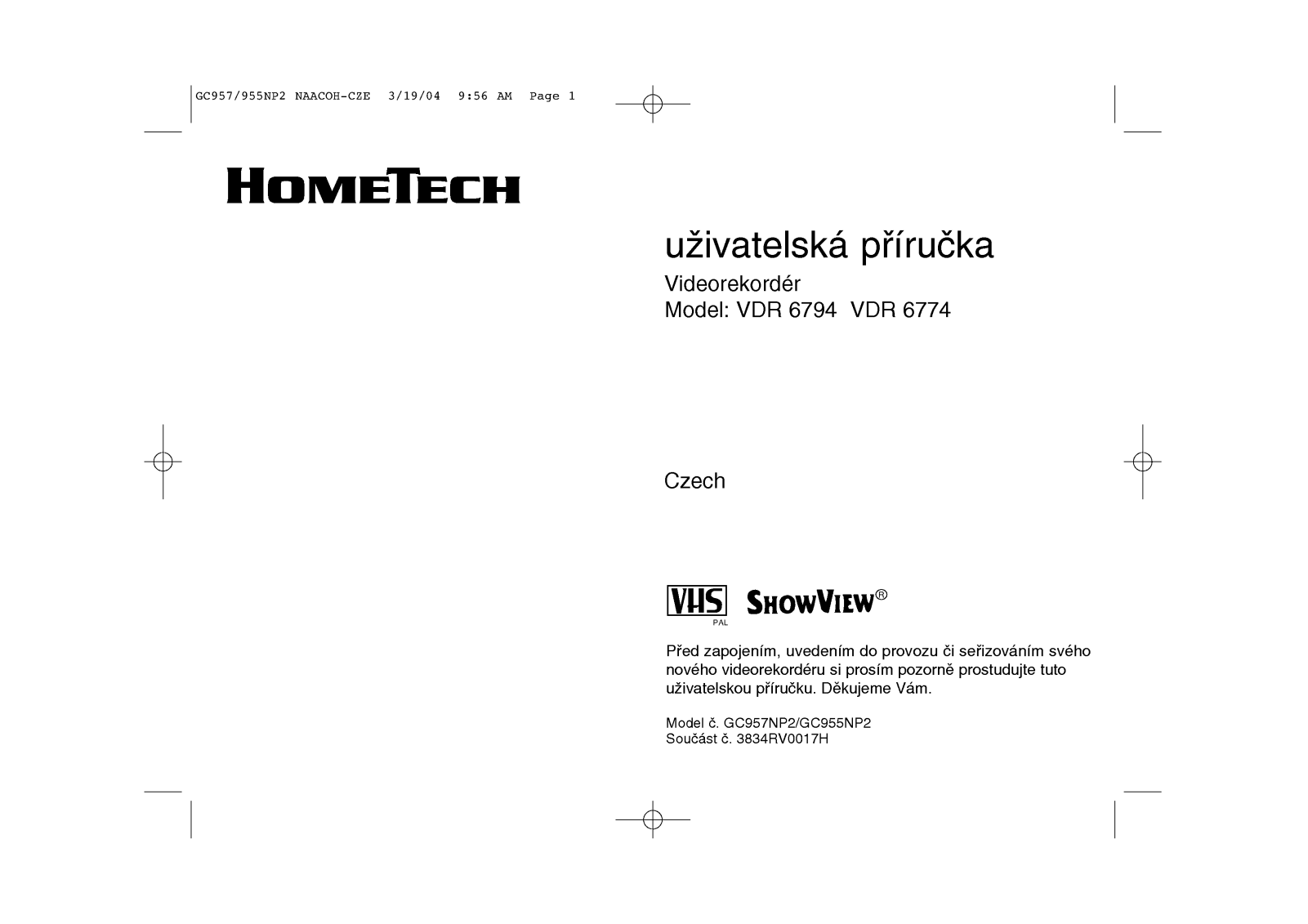 Hometech VDR 6774, VDR 6794 User Manual