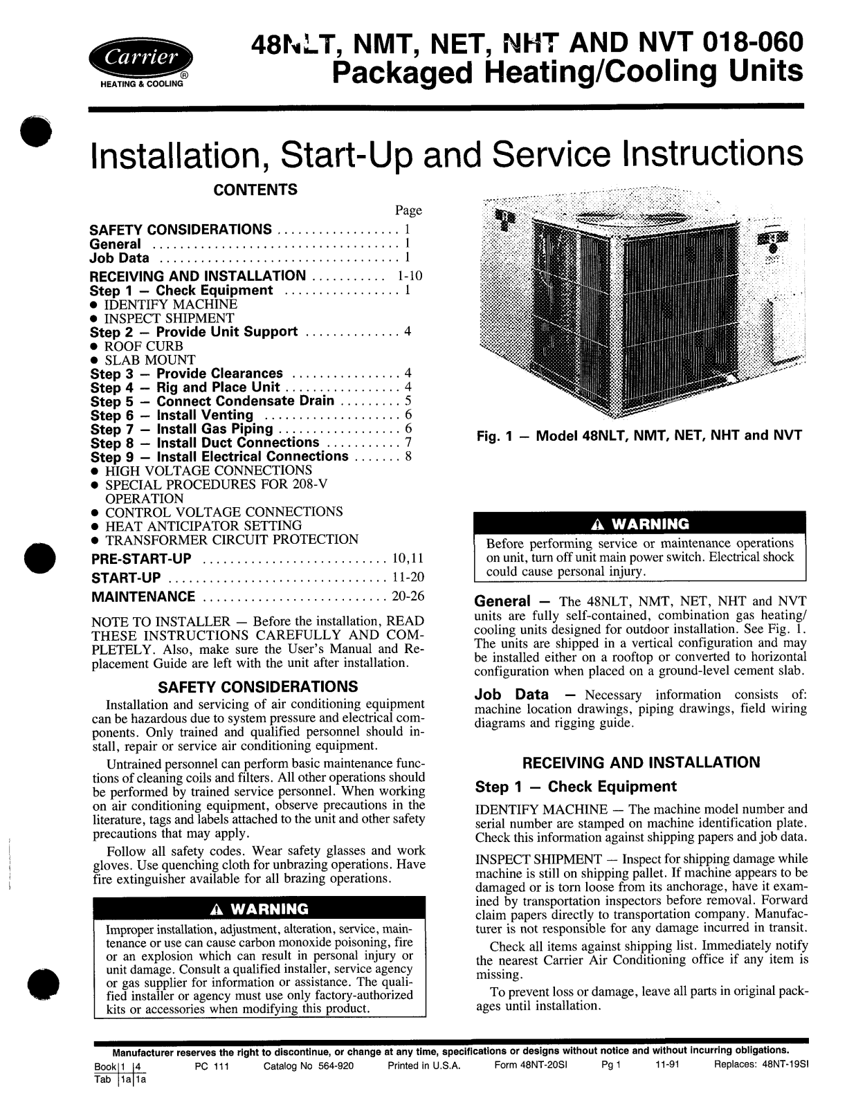 Carrier 48NVT, 48NMT, 48NHT, 48NET User Manual