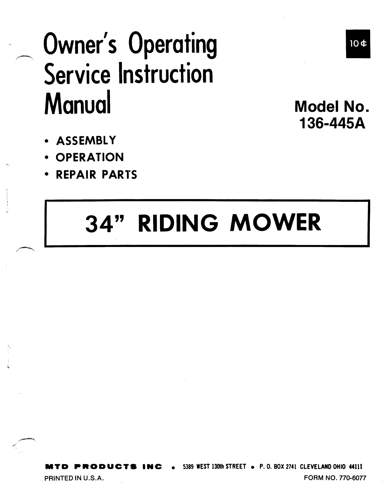 MTD 136-445A User Manual