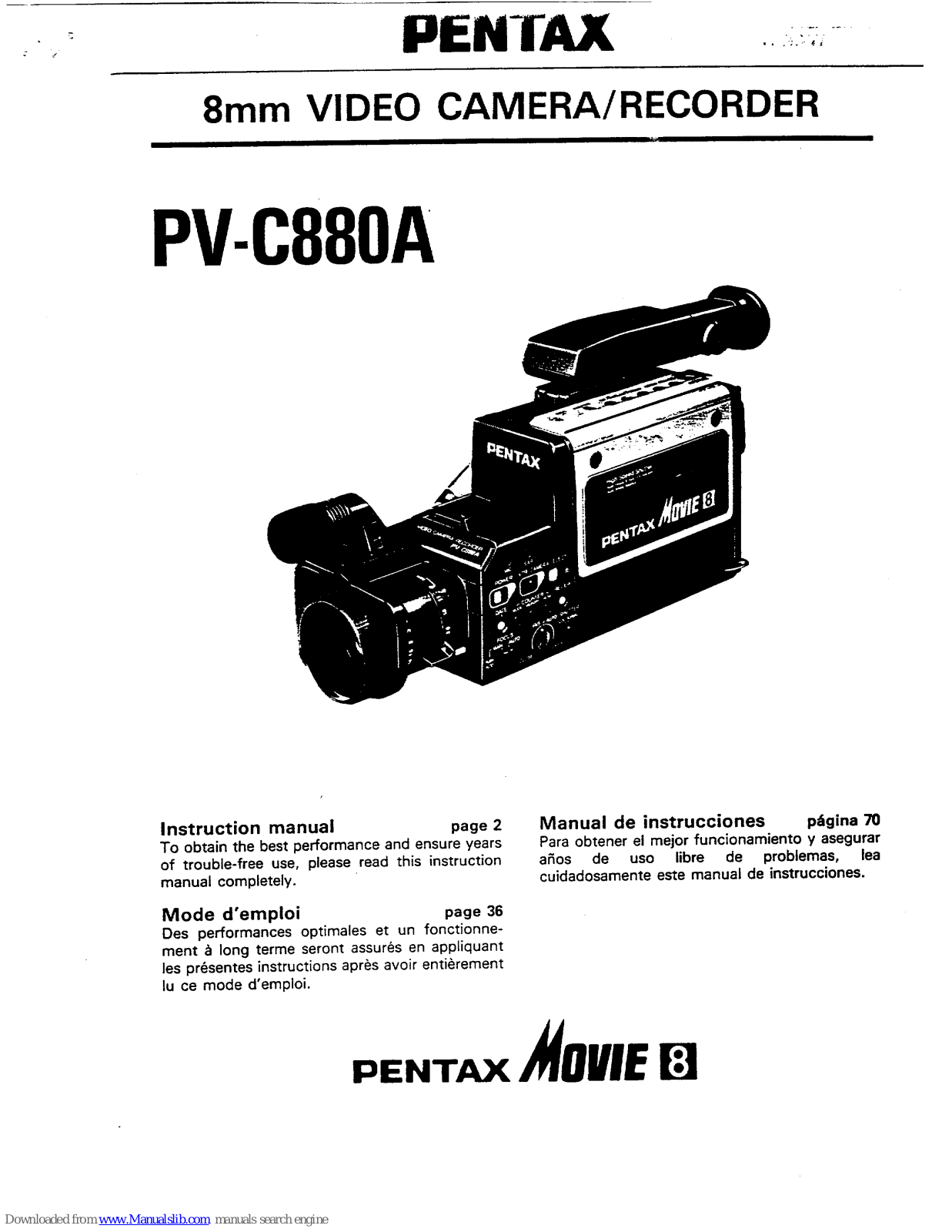 Pentax PV-C880A Instruction Manual