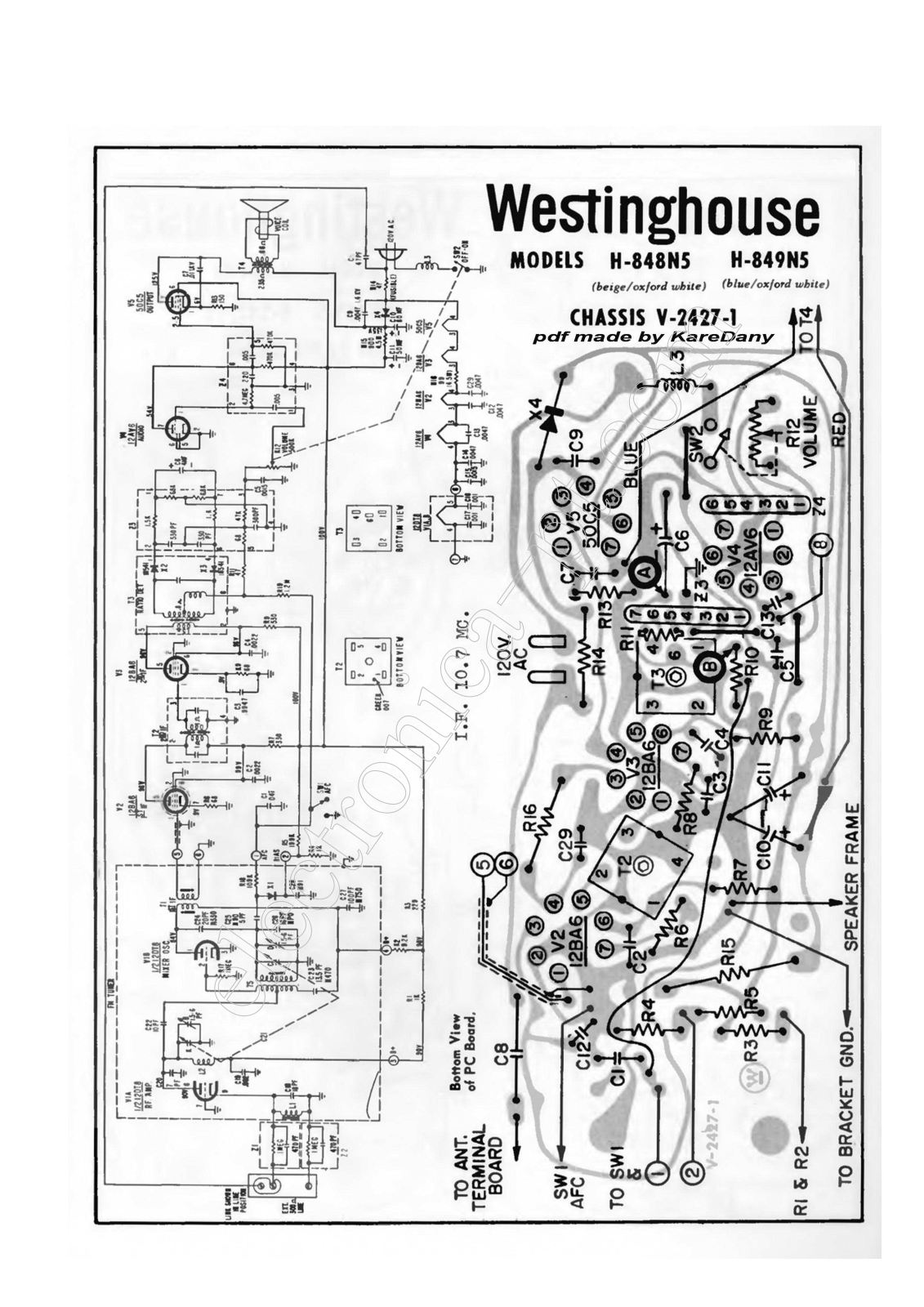 Westinghouse H-848 H-849 Schematic