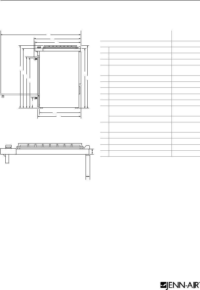 Jenn-Air JGS1450FP, JDS1450FP, JGS1450FB Dimension Guide