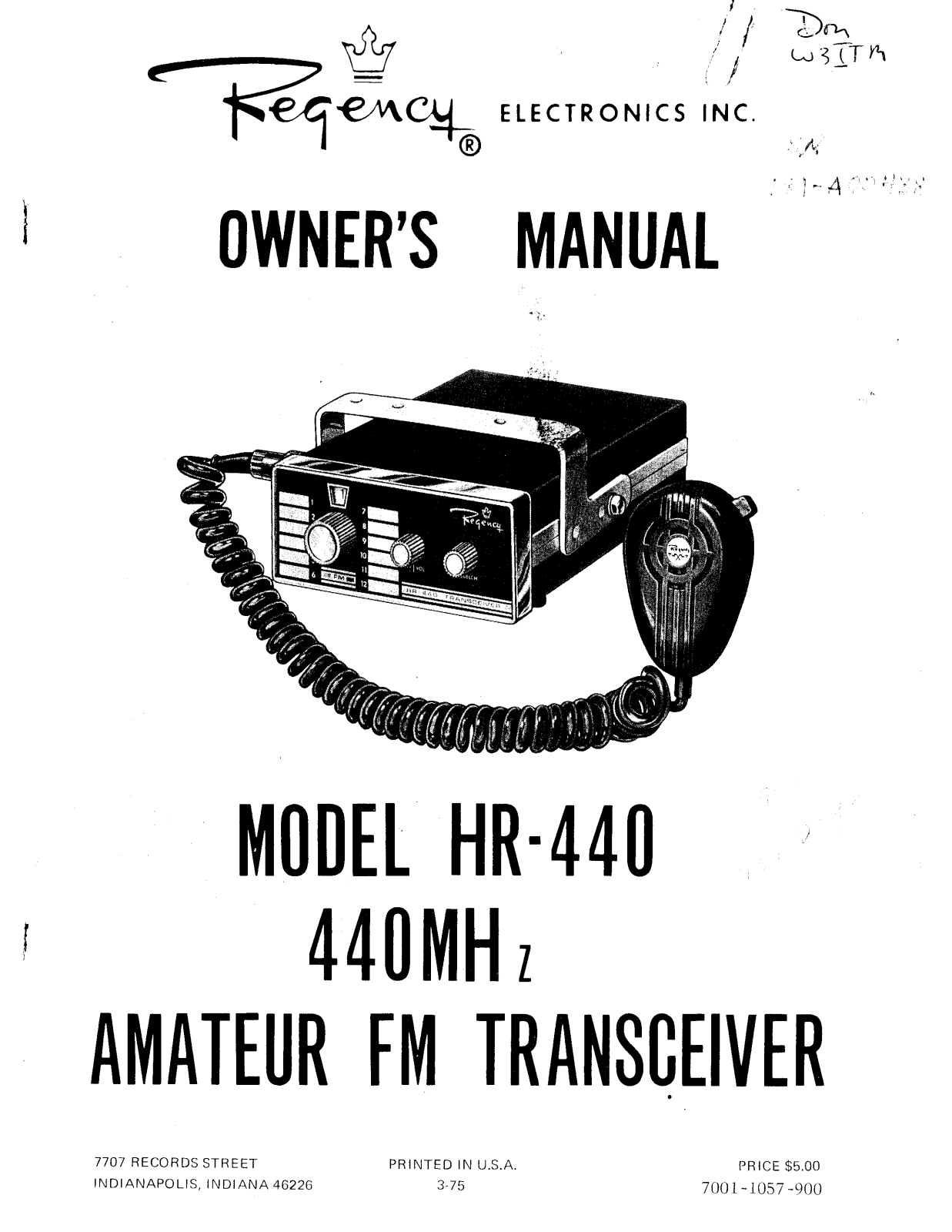 Regency HR-440 User Manual