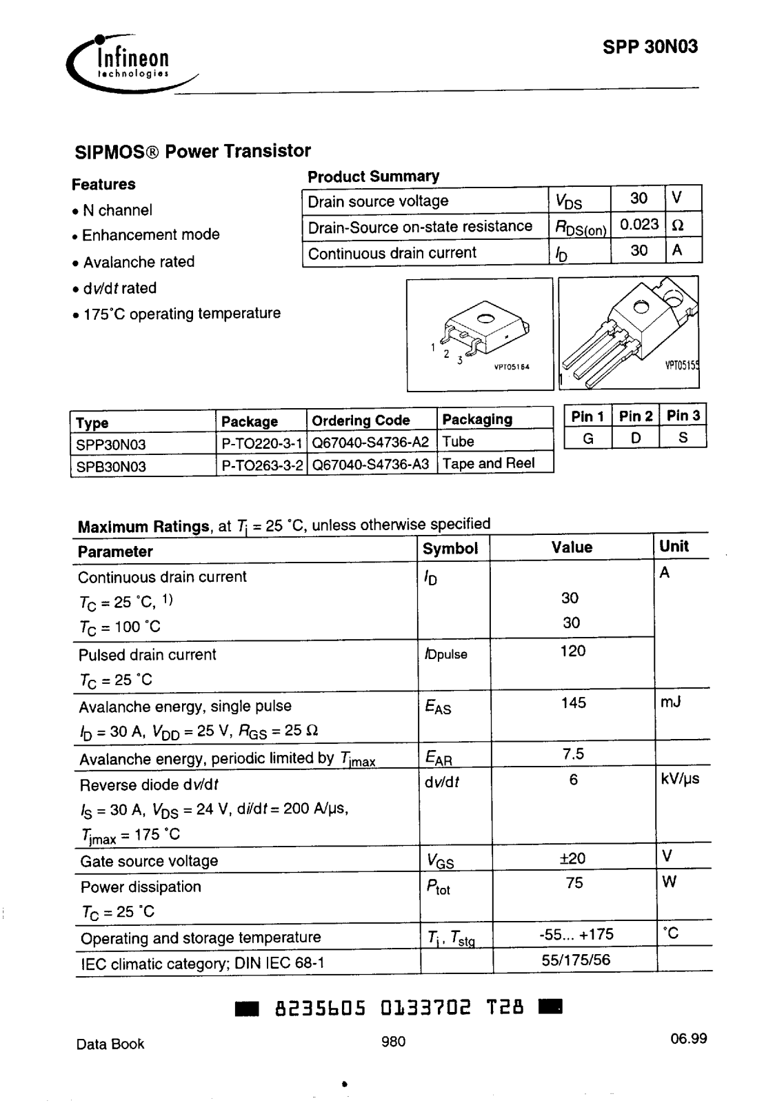 intersil SPP30N03 DATA SHEET