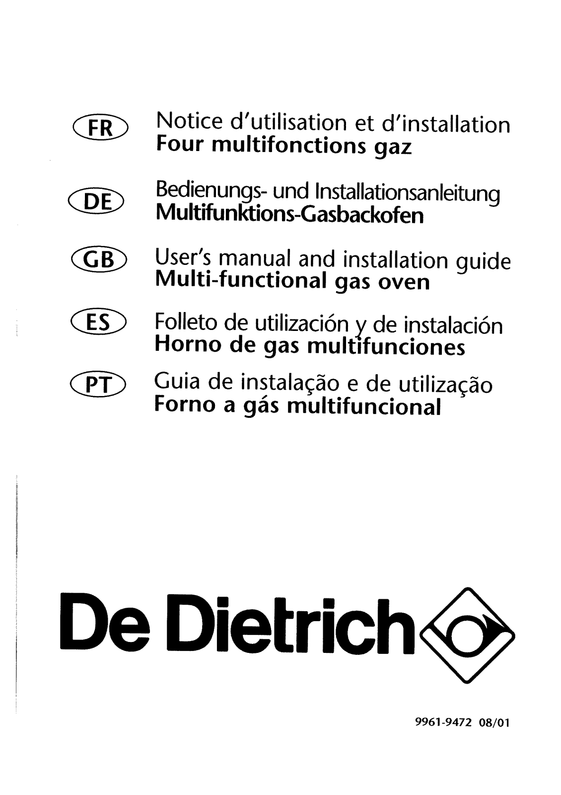 De dietrich UGC402E1 User Manual