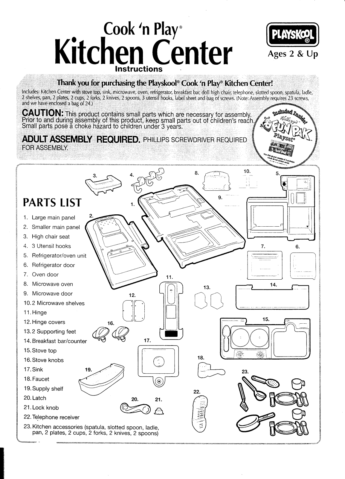 HASBRO Cook 'n Play Kitchen Center User Manual