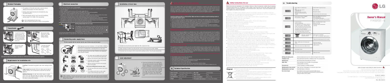 LG WFL-9KG Owner’s Manual