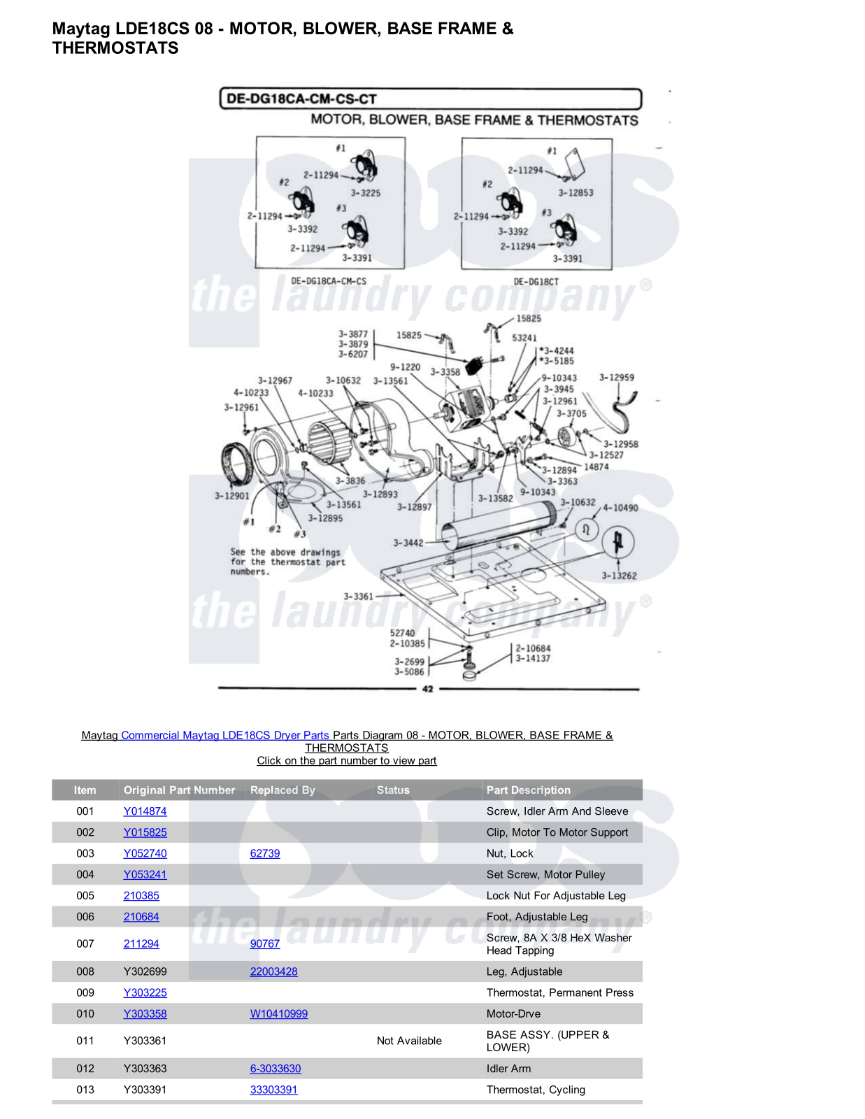 Maytag LDE18CS Parts Diagram