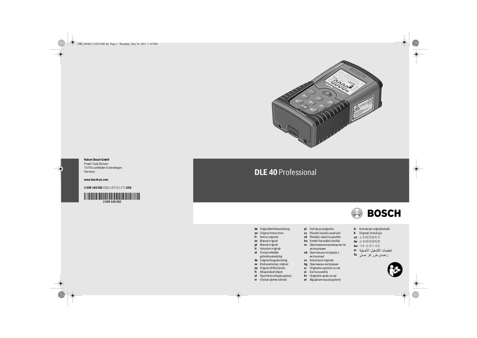 Bosch DLE 40 User Manual
