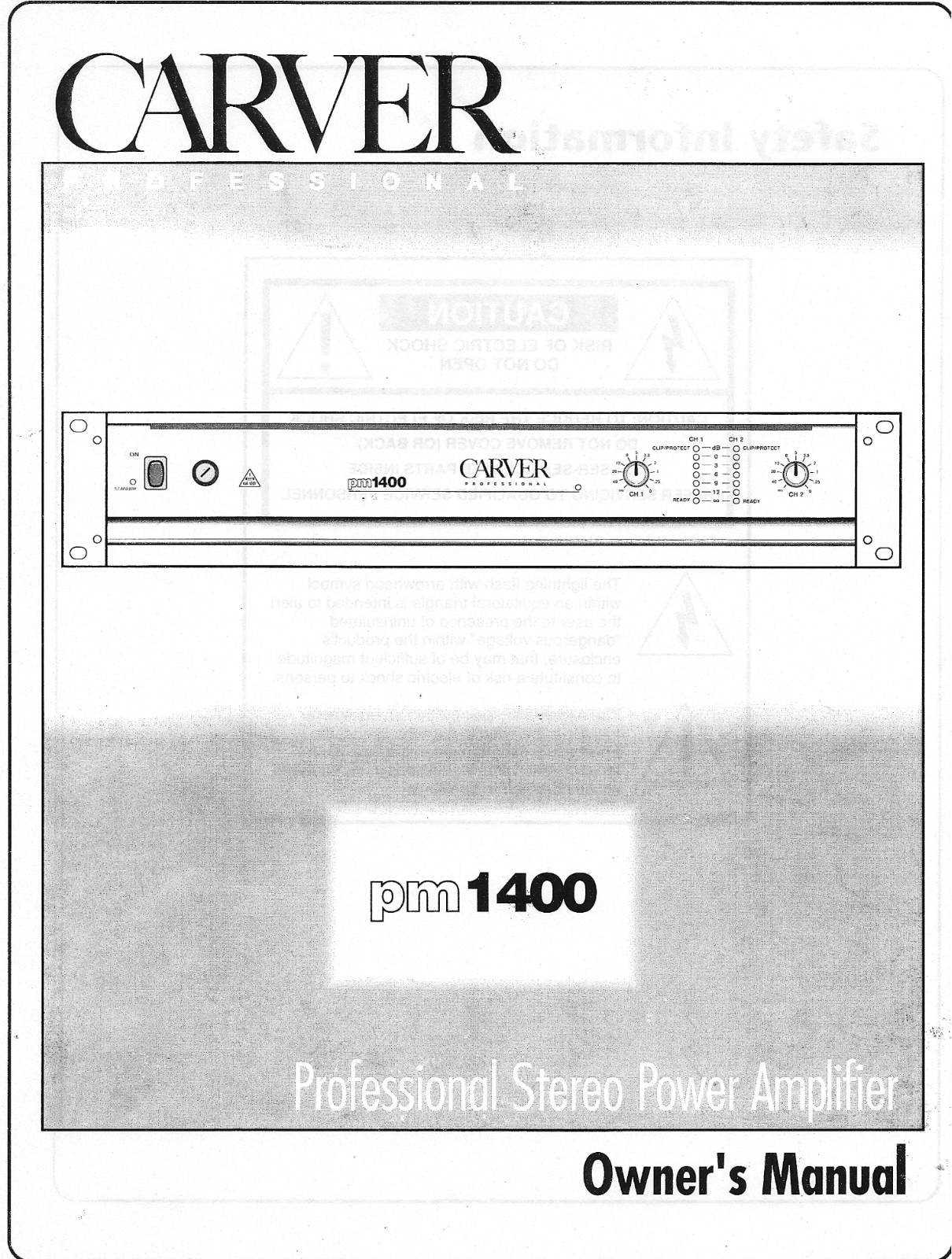 Carver PM-140, PM-140 Owners manual