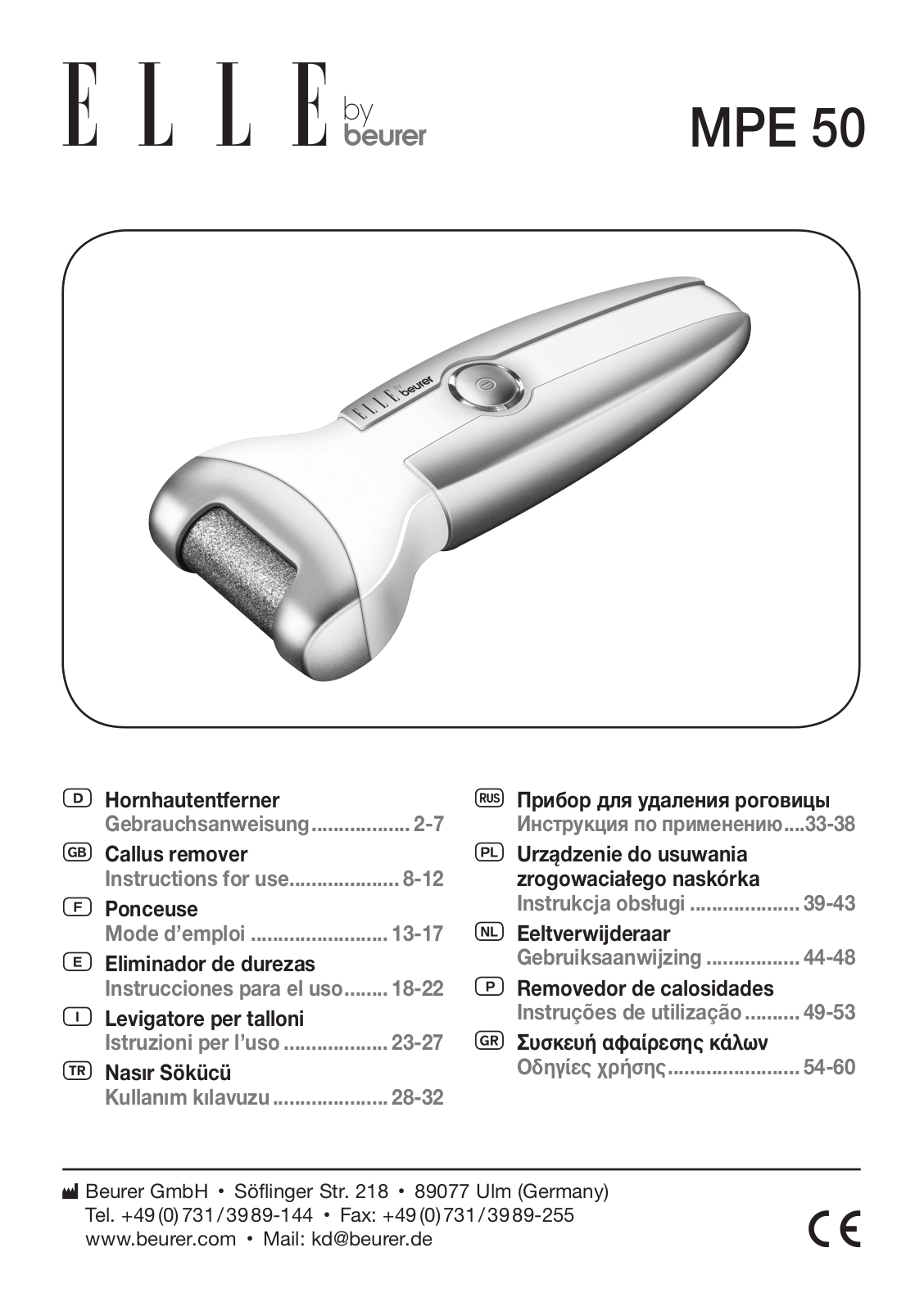 Beurer MPE 50 User Manual