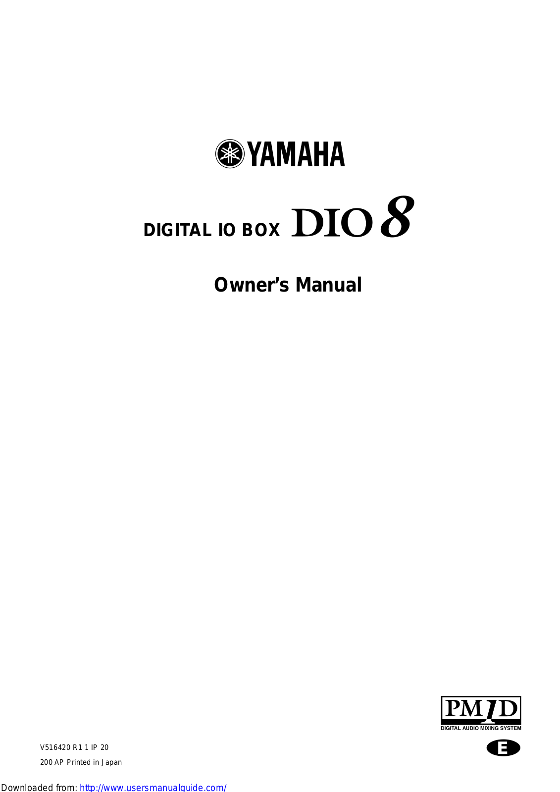 Yamaha Audio DIO8 User Manual