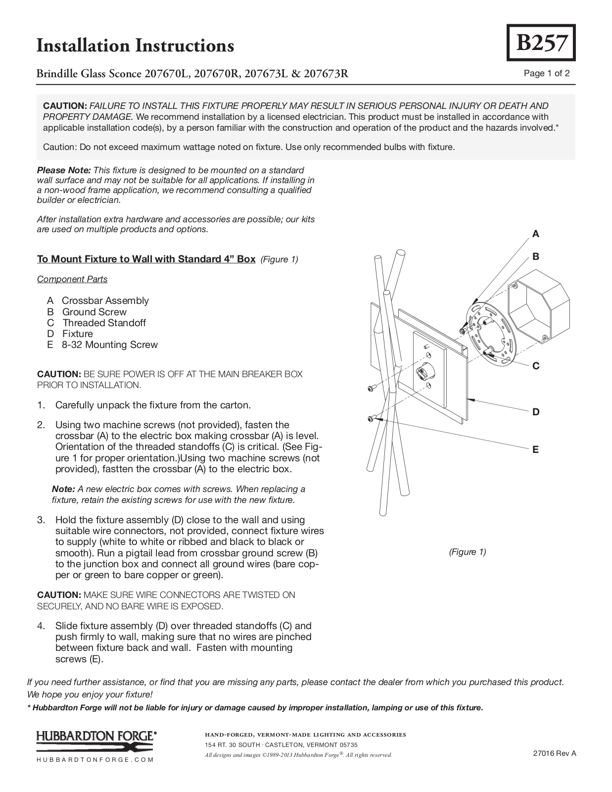 Hubbardton Forge 207673 User Manual