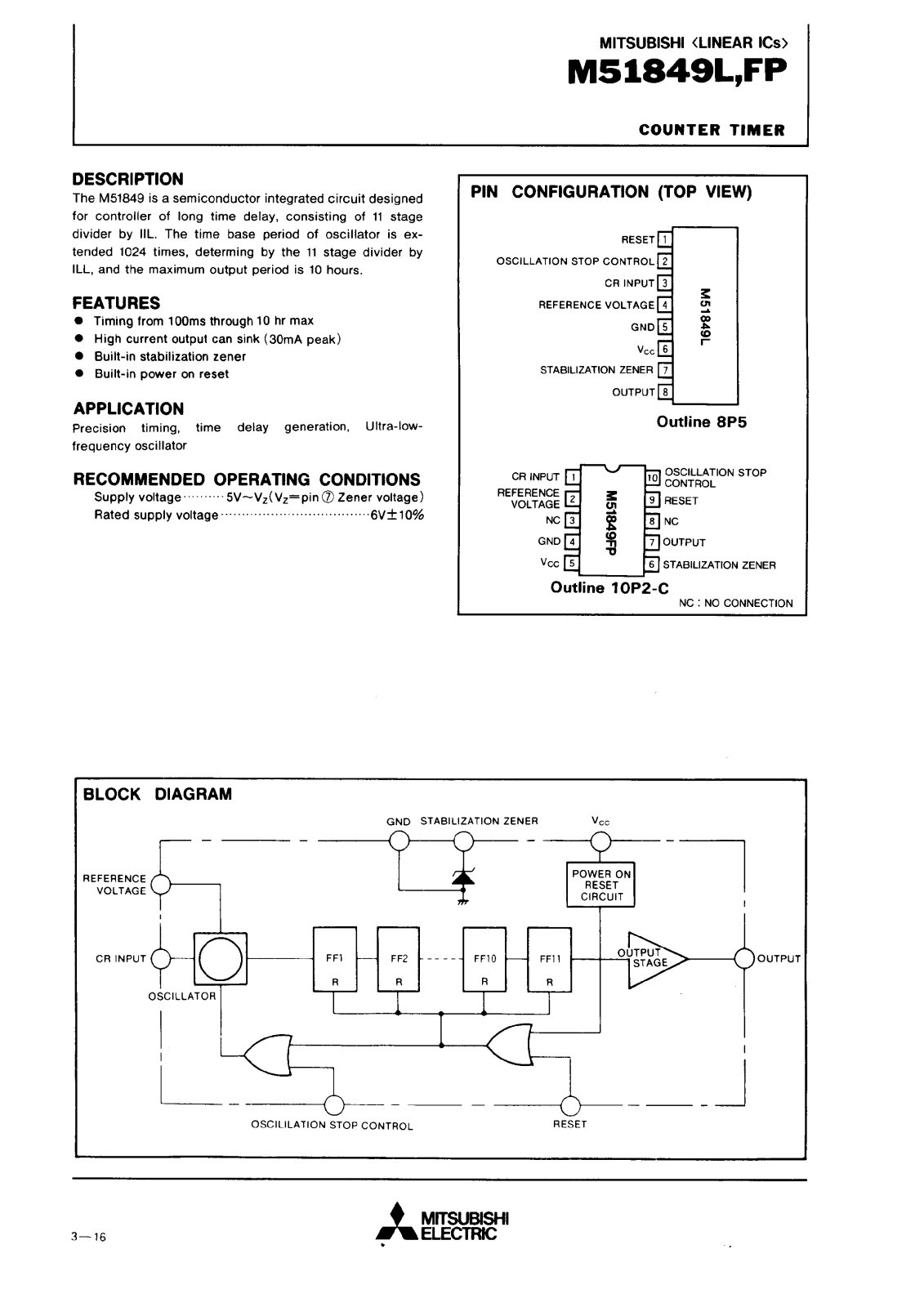 Mitsubishi M51849L, M51849FP Datasheet