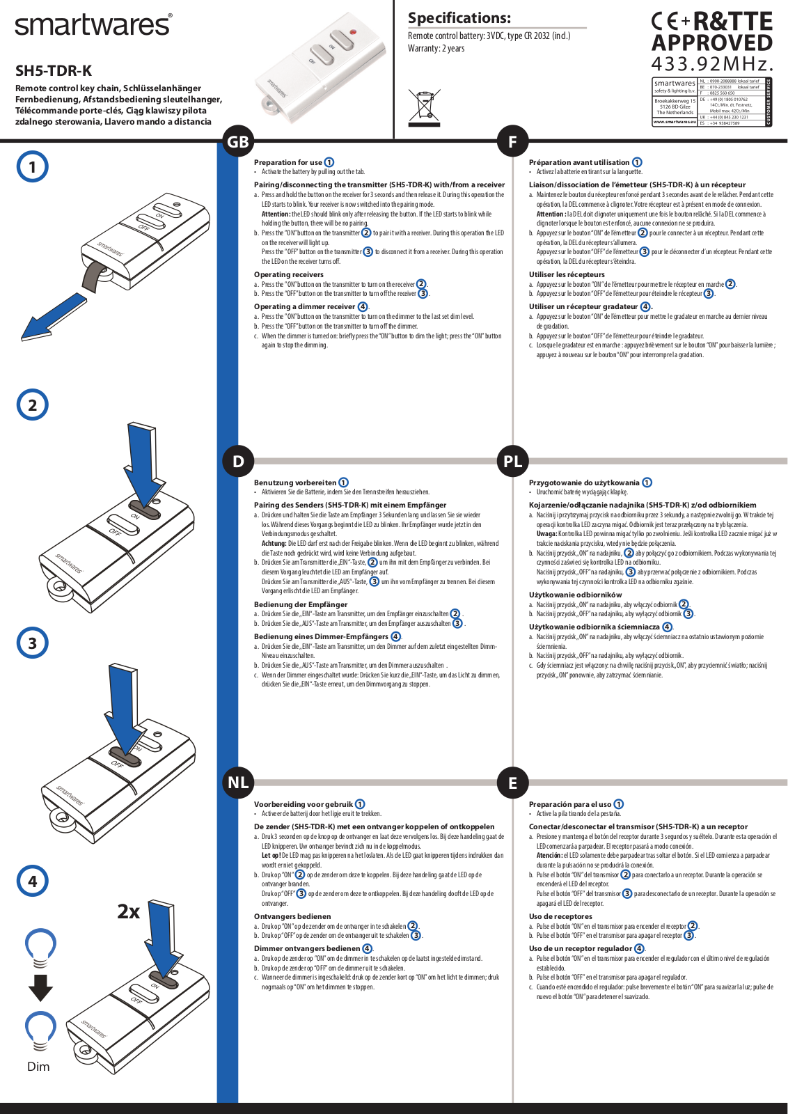 Smartwares SH5-TDR-K User Manual