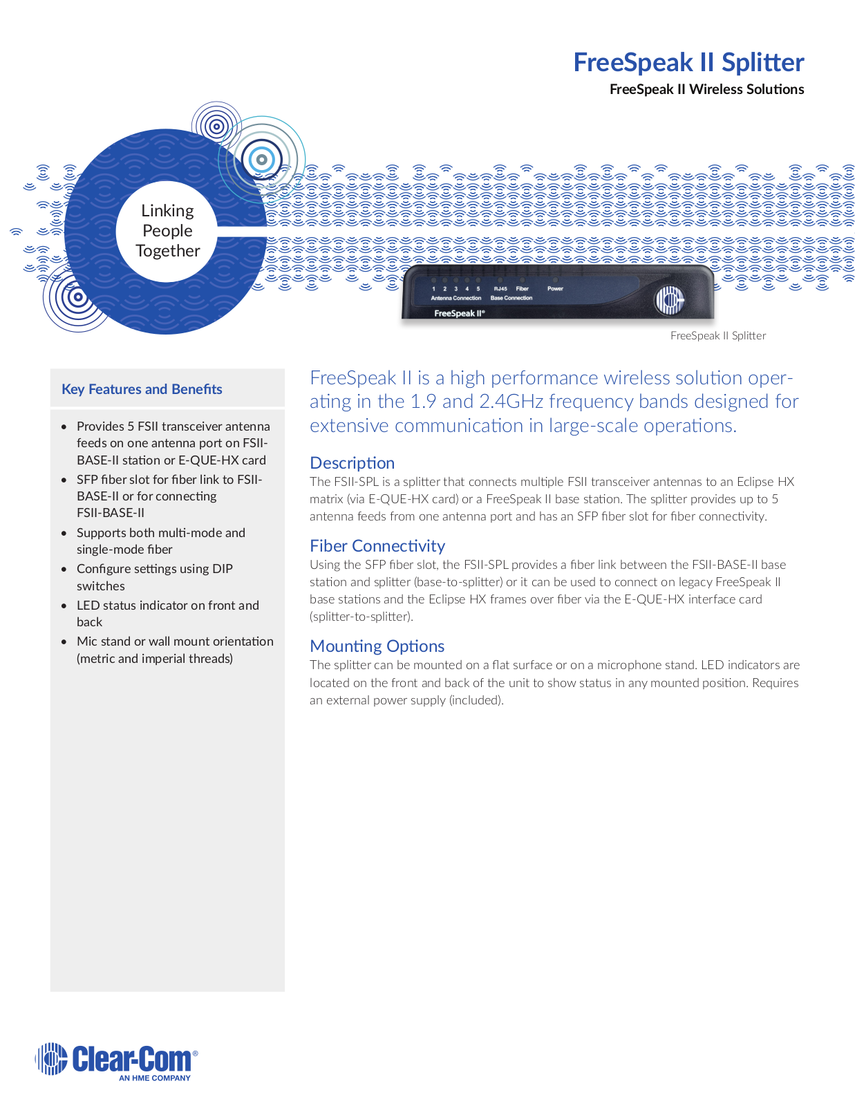 Clear-Com FSII-SPL Datasheet