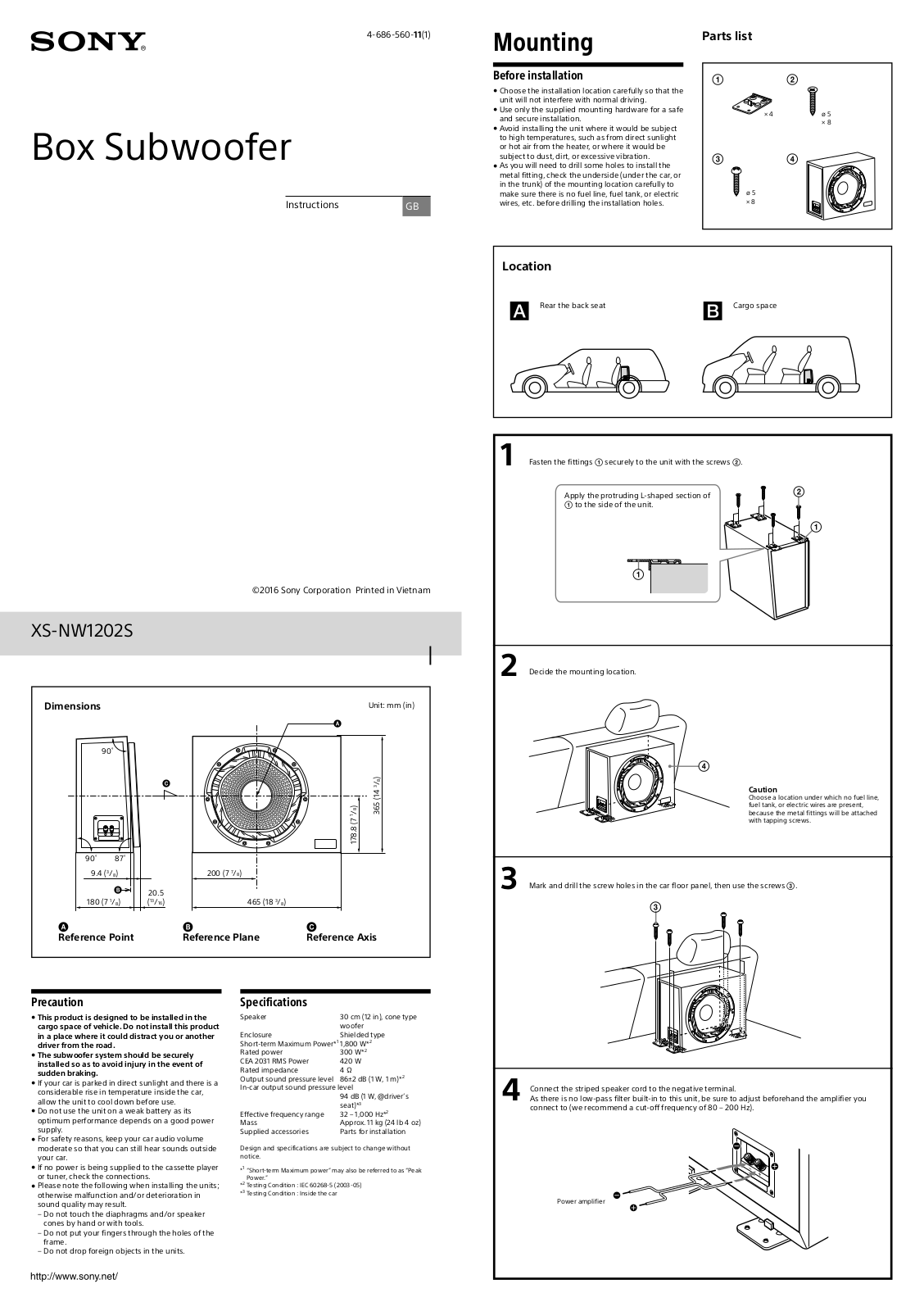 Sony XS-NW1202S Users guide - ManualMachine.com