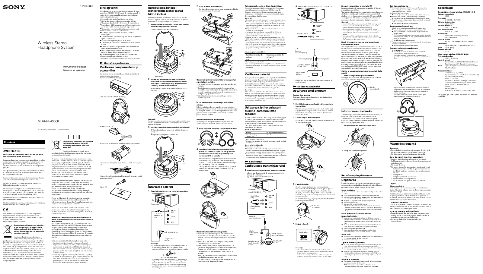 Sony MDR-RF4000K User Manual