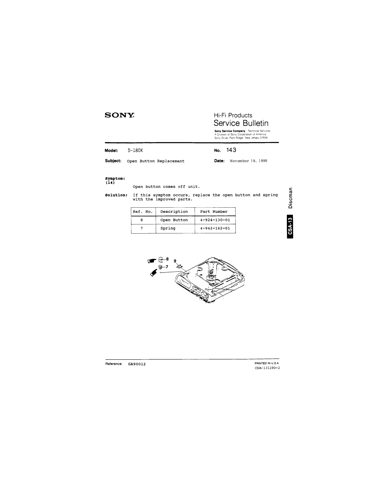 Sony D180K Service Manual