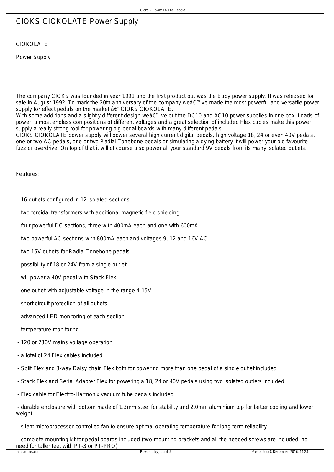 Cioks Ciokolate User Manual - ManualMachine.com