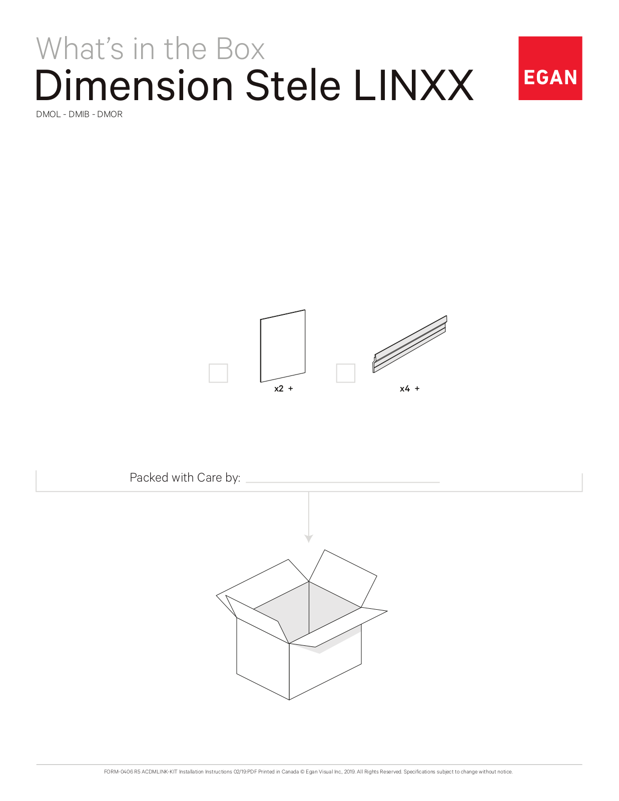 EGAN Dimension Stele LINXX DMOL, Dimension Stele LINXX DMIB, Dimension Stele LINXX DMOR Assembly & Installation