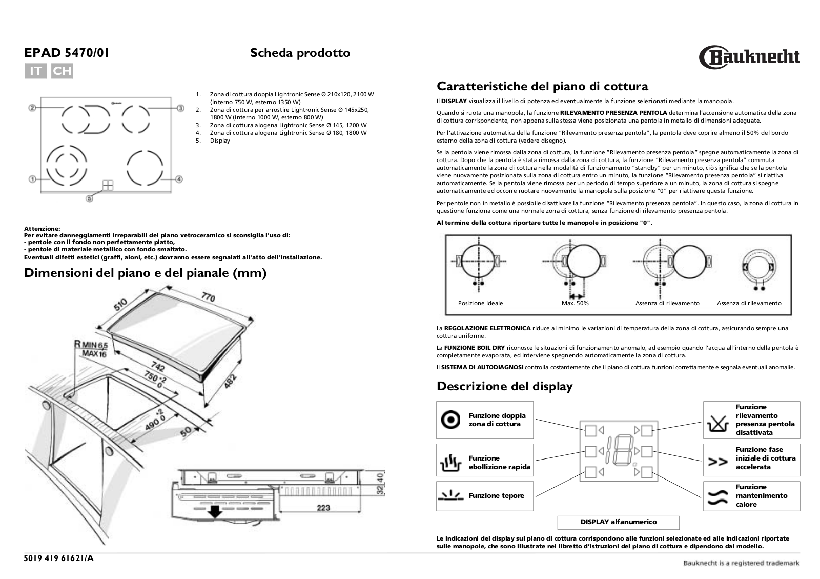 Whirlpool EPAD 5470/01 IN PROGRAM CHART