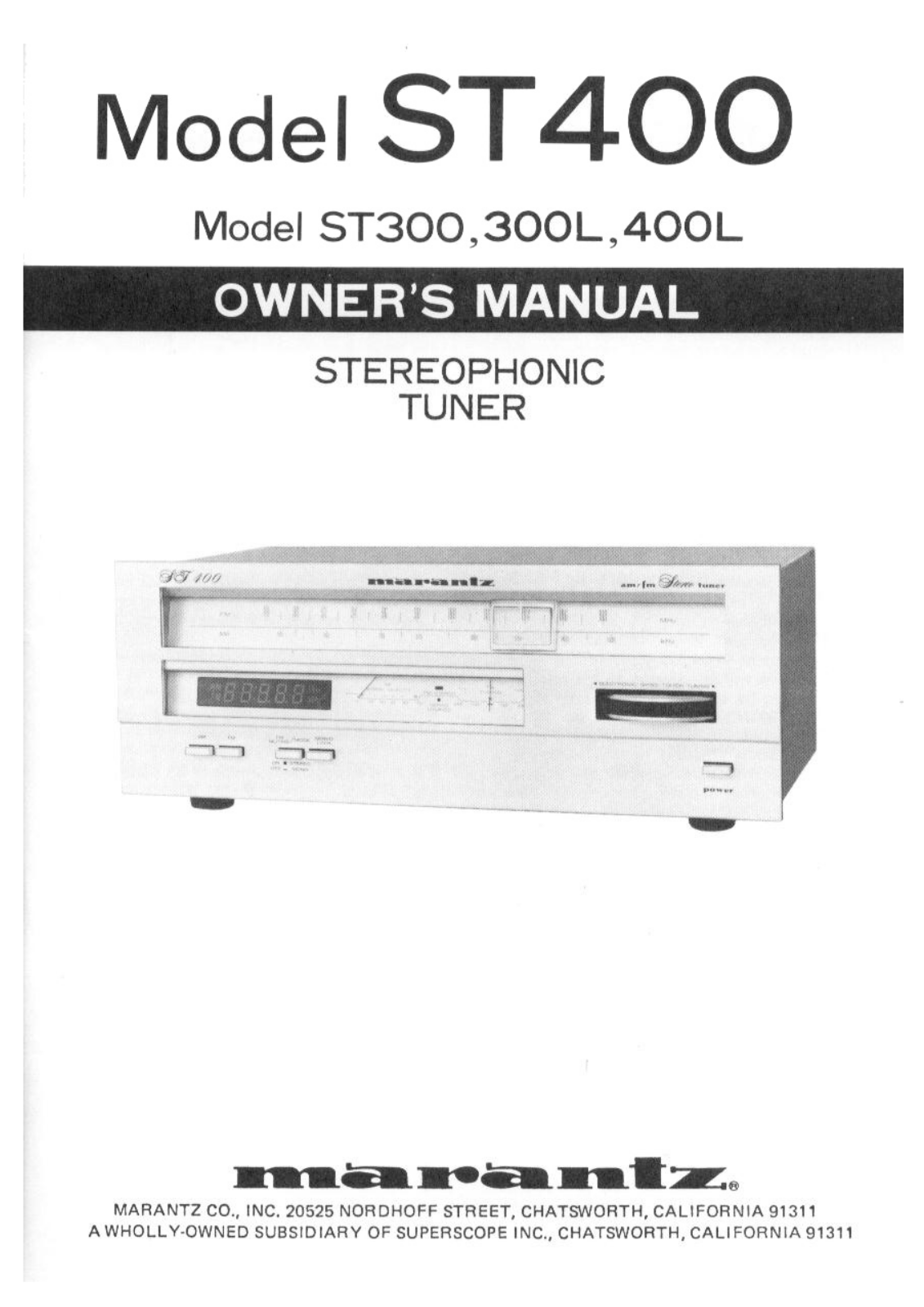 Marantz ST-300 Service Manual
