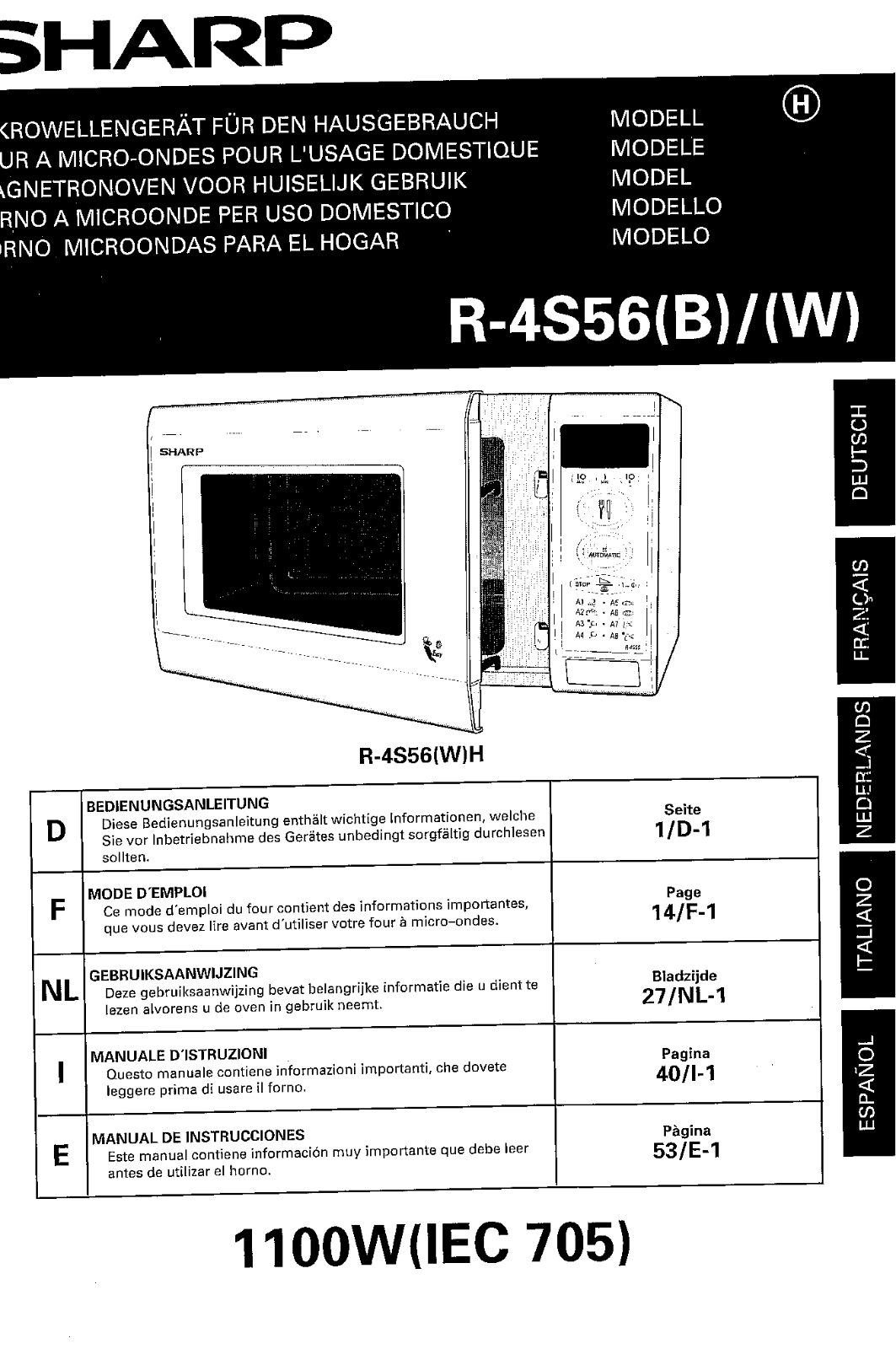 Sharp R-4S56 User Manual