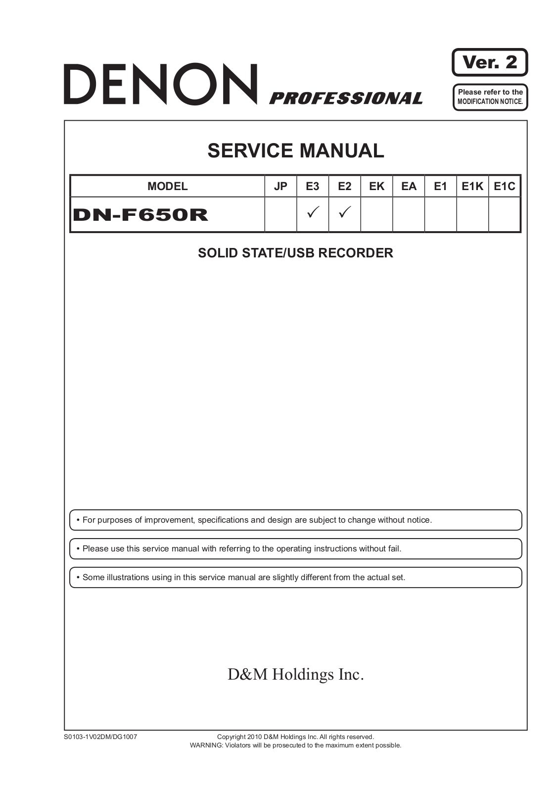 Denon DN-F650R Service Manual