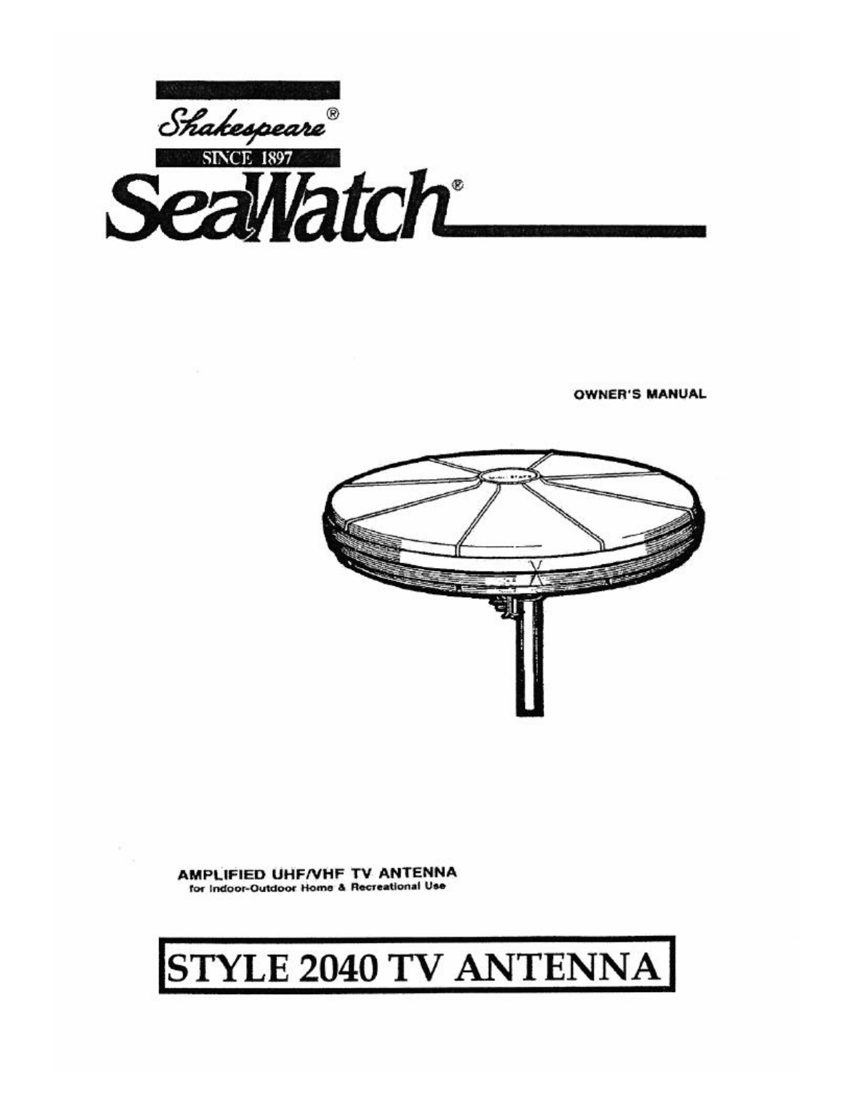 Shakespeare Electronic SEAWATCH 2040 User Manual