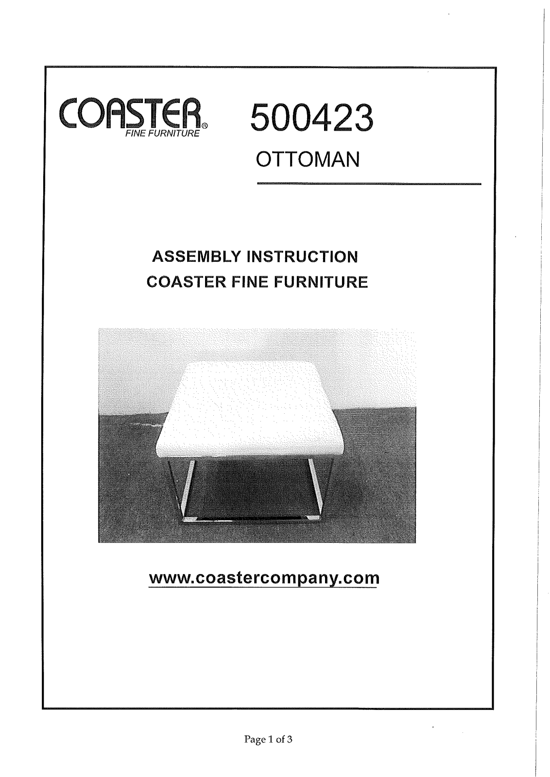 Coaster 500423 Assembly Guide