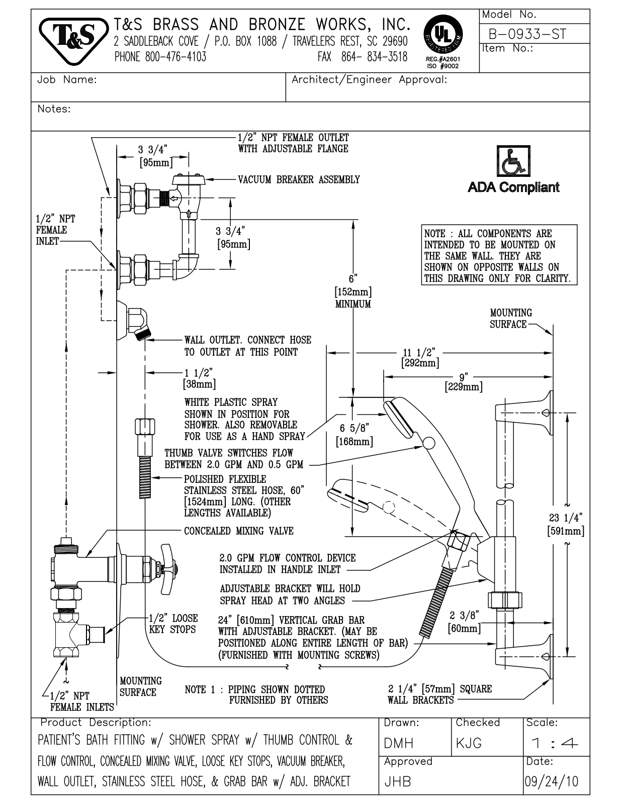 T & S Brass & Bronze Works B-0933-ST General Manual