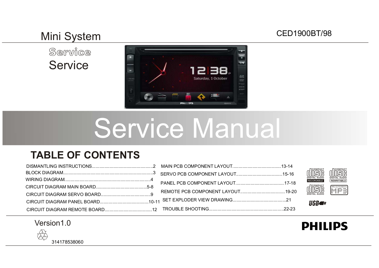 Philips CED-1900-BT Service Manual