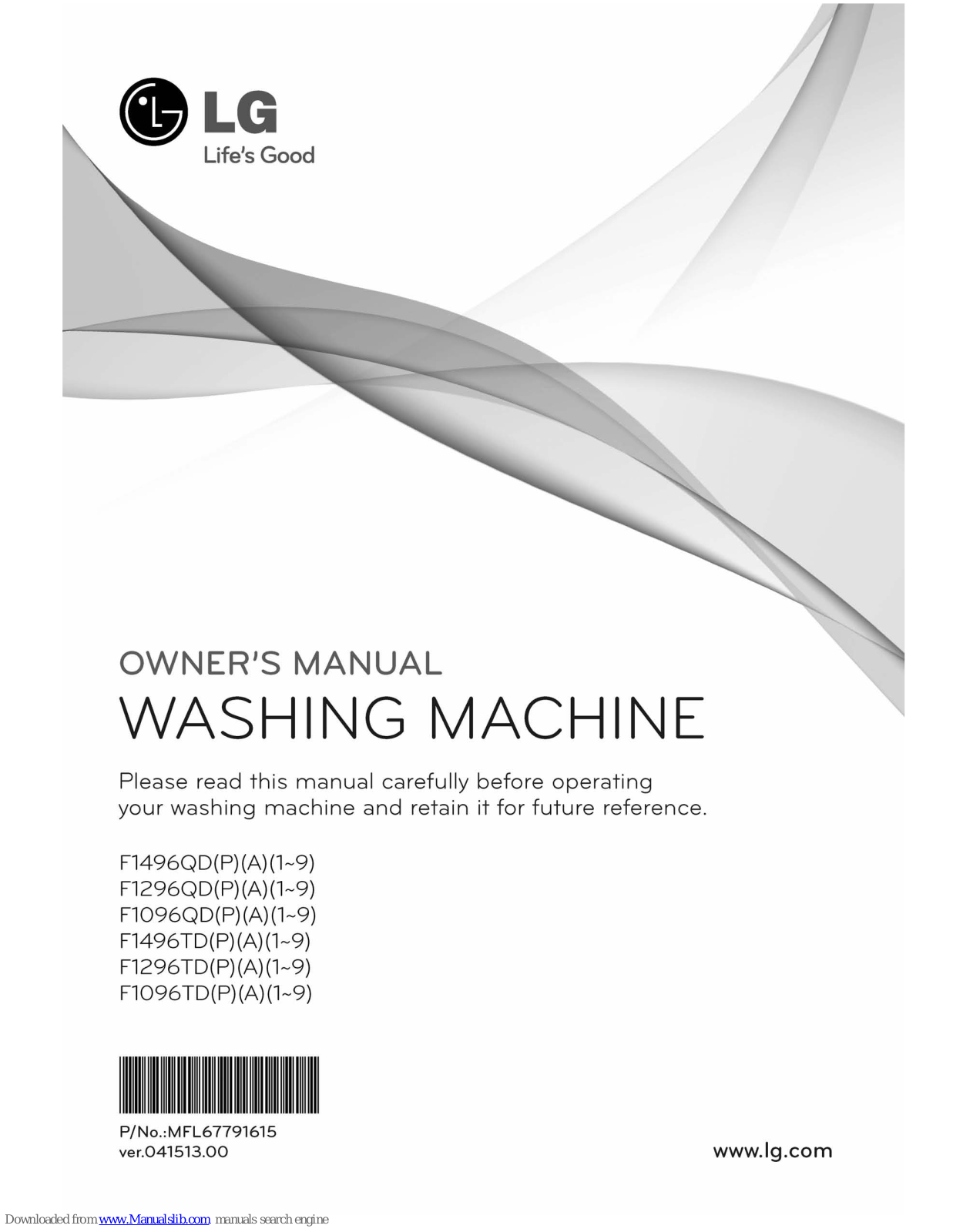 LG F1296QD Series, F1096TD Series, F1496QD Series, F1496TD Series, F1096QD Series Owner's Manual