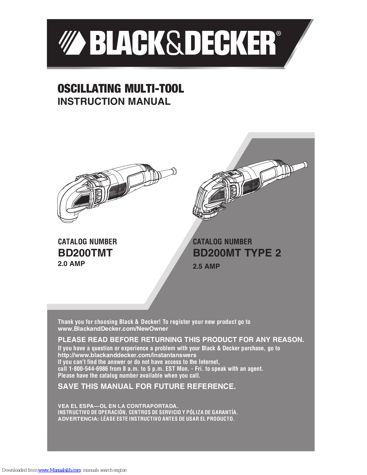 Black & Decker BD200MT TYPE 2 Instruction Manual