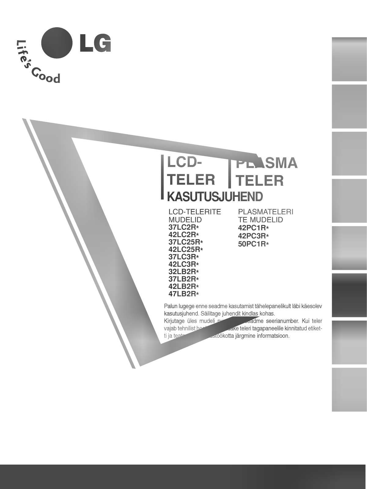 LG 42LC25R User guide