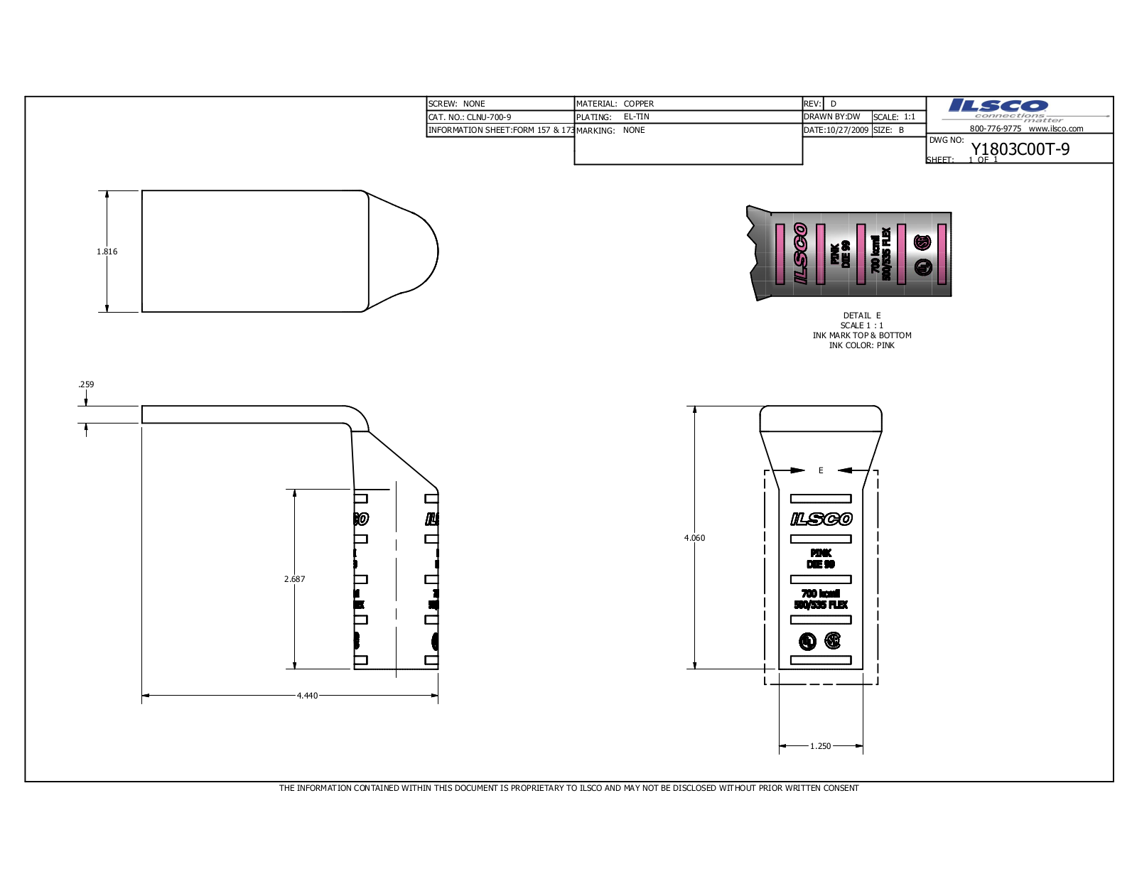 Ilsco CLNU-700-9 Data sheet