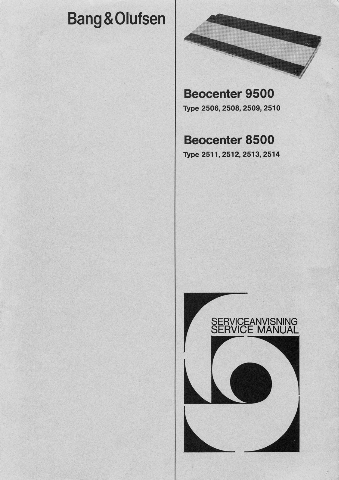 Bang and Olufsen Beocenter 9500 Service manual