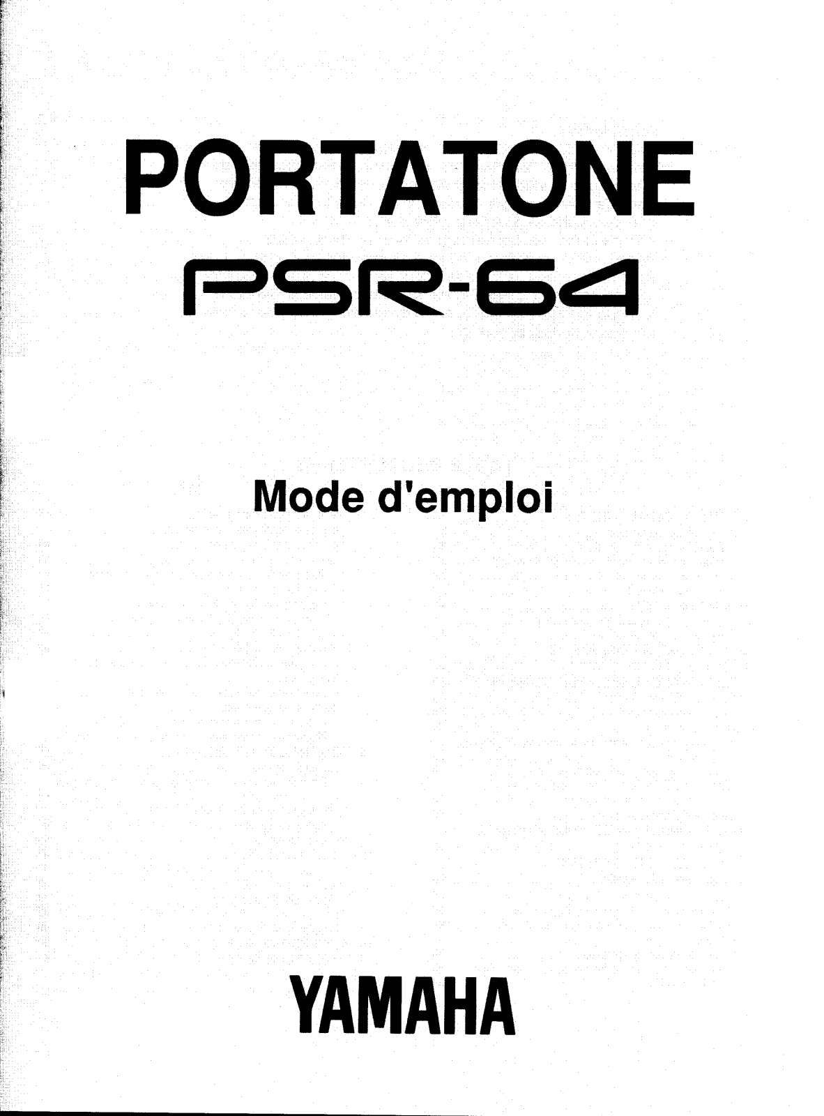 Yamaha PSR-64 Owner's Manual