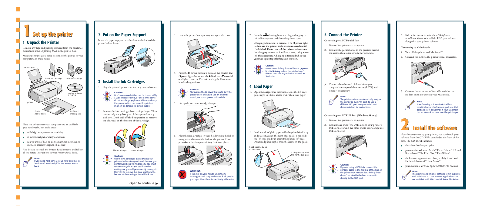 Epson Stylus Color 740 Quick Start Guide