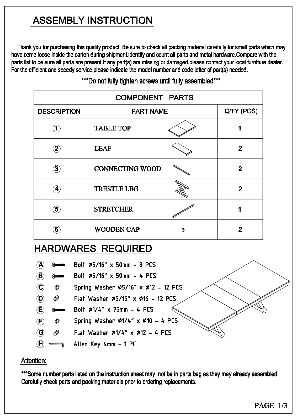 Sand & Stable W006701898 Assembly Instruction