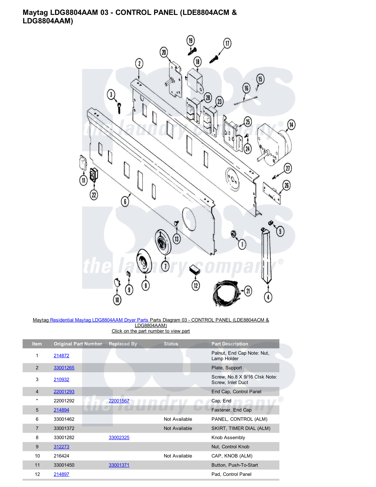 Maytag LDG8804AAM Parts Diagram