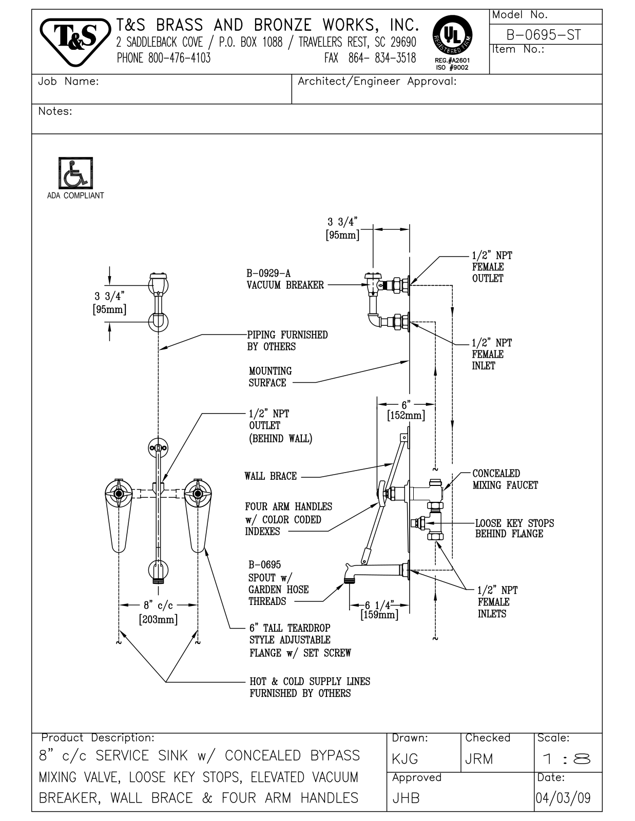 T&S Brass B-0695-ST User Manual