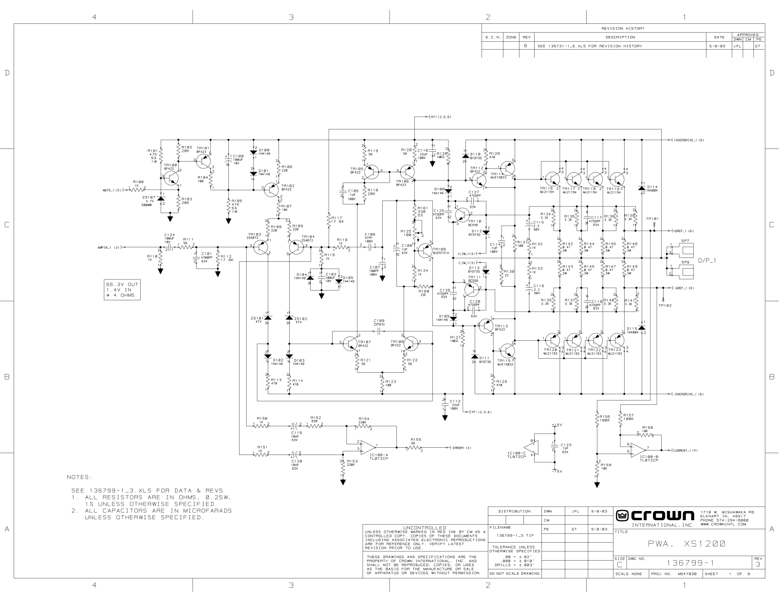 Crown xs1200 schematic