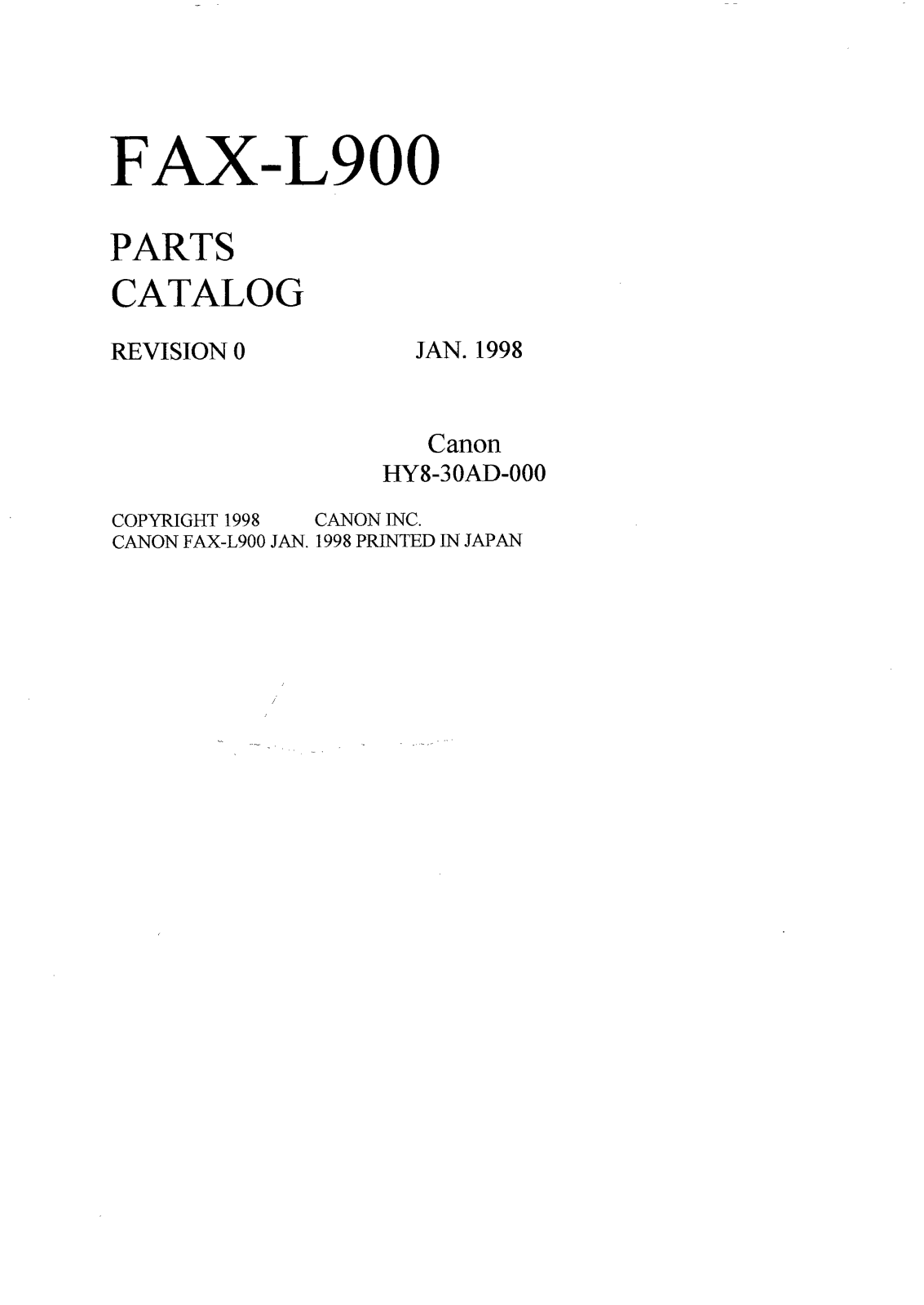 Canon Fax-L900 Parts Catalog